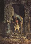 Jean Francois Millet Mother and child painting